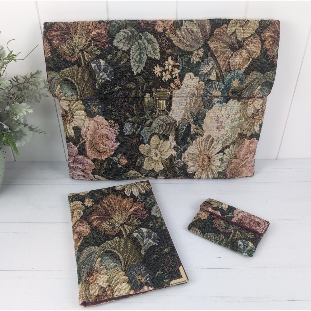 Vintage Charles of Laguna Floral Tapestry Laptop Bag & Accessories Grannycore